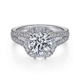 Gabriel & Co. ER15030R6W44JJ Rainier – 14K White Gold Cushion Halo Round Diamond Engagement Ring