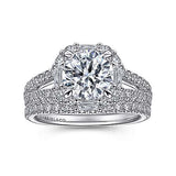 Gabriel & Co. ER15030R6W44JJ Rainier – 14K White Gold Cushion Halo Round Diamond Engagement Ring