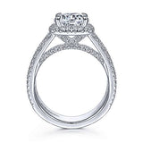 Gabriel & Co. ER15040R8W44JJ Zyra – 14K White Gold Cushion Halo Round Diamond Engagement Ring