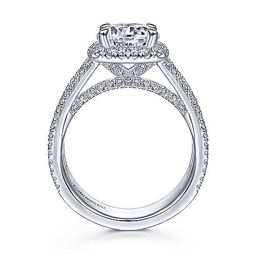 Gabriel & Co. ER15040R8W44JJ Zyra – 14K White Gold Cushion Halo Round Diamond Engagement Ring