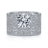 Gabriel & Co. ER15040R8W44JJ Zyra – 14K White Gold Cushion Halo Round Diamond Engagement Ring