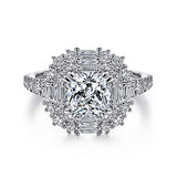 Gabriel & Co. Brocade ER15045C8W44JJ – 14K White Gold Cushion Cut Double Halo Diamond Engagement Ring