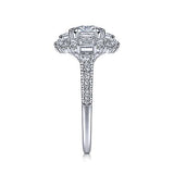 Gabriel & Co. Brocade ER15045C8W44JJ – 14K White Gold Cushion Cut Double Halo Diamond Engagement Ring