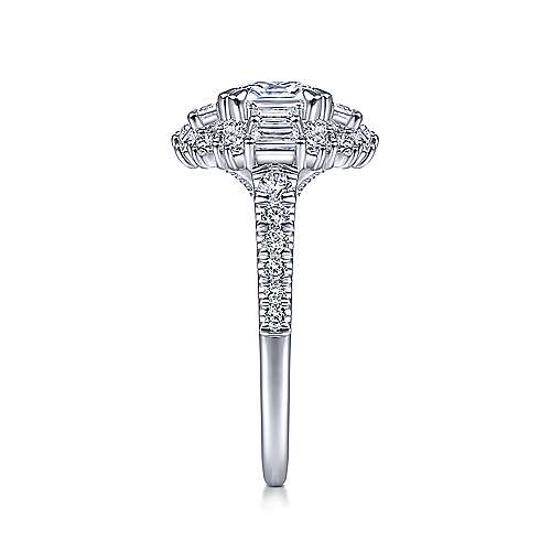 Gabriel & Co. Brocade ER15045C8W44JJ – 14K White Gold Cushion Cut Double Halo Diamond Engagement Ring