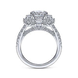 Gabriel & Co. Brocade ER15045C8W44JJ – 14K White Gold Cushion Cut Double Halo Diamond Engagement Ring