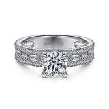 Gabriel & Co. ER15175R4W44JJ Uliana – 14K White Gold Wide Band Round Diamond Engagement Ring