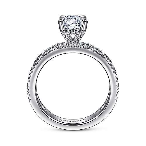 Gabriel & Co. ER15175R4W44JJ Uliana – 14K White Gold Wide Band Round Diamond Engagement Ring