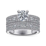 Gabriel & Co. ER15175R4W44JJ Uliana – 14K White Gold Wide Band Round Diamond Engagement Ring