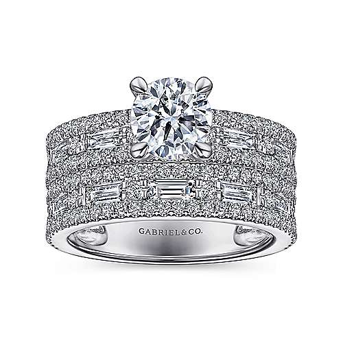 Gabriel & Co. ER15175R4W44JJ Uliana – 14K White Gold Wide Band Round Diamond Engagement Ring
