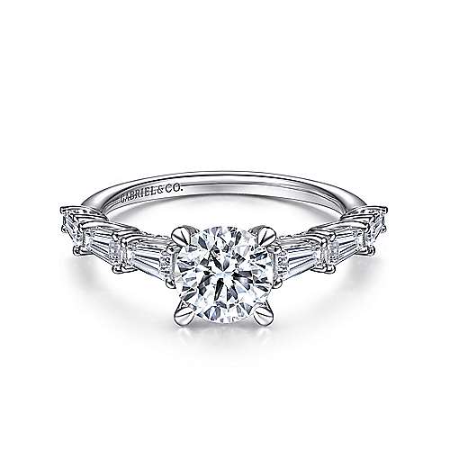 Gabriel & Co. ER15179R4W44JJ Grazia – 14K White Gold Round Diamond Engagement Ring