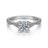 Gabriel & Co. ER15183R3W44JJ Unica – 14K White Gold Split Shank Round Diamond Engagement Ring