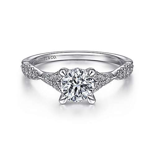 Gabriel & Co. ER15183R3W44JJ Unica – 14K White Gold Split Shank Round Diamond Engagement Ring