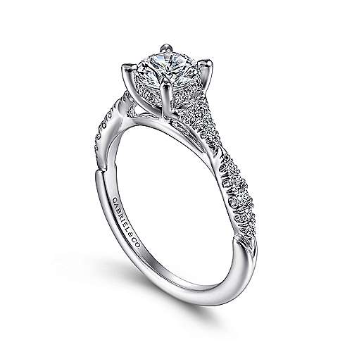 Gabriel & Co. ER15183R3W44JJ Unica – 14K White Gold Split Shank Round Diamond Engagement Ring