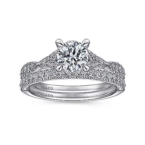 Gabriel & Co. ER15183R3W44JJ Unica – 14K White Gold Split Shank Round Diamond Engagement Ring