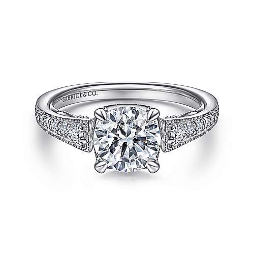 Gabriel & Co. ER15185R6W44JJ Talia – 14K White Gold Round Diamond Engagement Ring