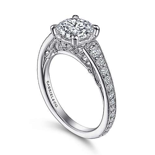 Gabriel & Co. ER15185R6W44JJ Talia – 14K White Gold Round Diamond Engagement Ring
