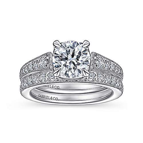 Gabriel & Co. ER15185R6W44JJ Talia – 14K White Gold Round Diamond Engagement Ring