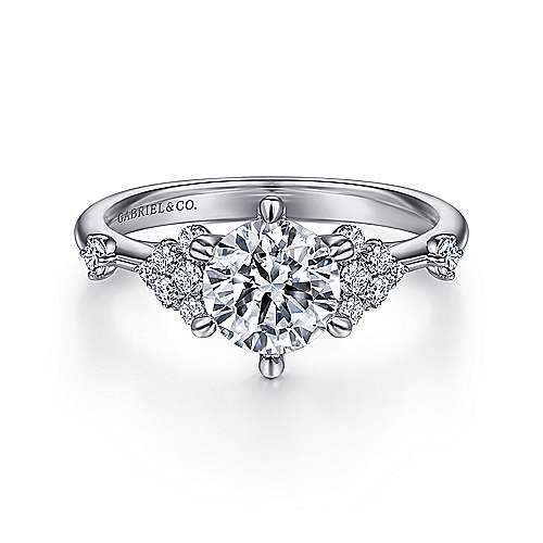 Gabriel & Co. Leonora ER15193R4W44JJ – 14K White Gold Round Diamond Engagement Ring