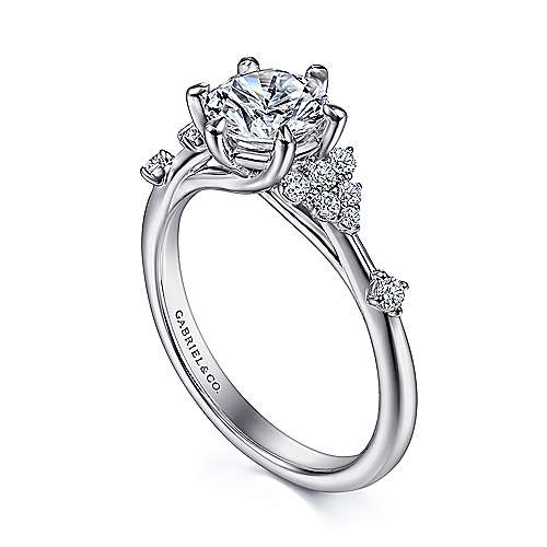 Gabriel & Co. Leonora ER15193R4W44JJ – 14K White Gold Round Diamond Engagement Ring