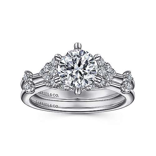 Gabriel & Co. Leonora ER15193R4W44JJ – 14K White Gold Round Diamond Engagement Ring