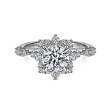 Gabriel & Co. ER15195R4W44JJ Idalia – 14K White Gold Fancy Halo Round Diamond Engagement Ring