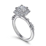 Gabriel & Co. ER15195R4W44JJ Idalia – 14K White Gold Fancy Halo Round Diamond Engagement Ring