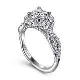 Gabriel & Co. Isabetta ER15199R4W44JJ – 14K White Gold Cushion Halo Round Diamond Engagement Ring