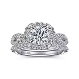 Gabriel & Co. Isabetta ER15199R4W44JJ – 14K White Gold Cushion Halo Round Diamond Engagement Ring