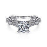 Gabriel & Co. ER15200R4W44JJ Latizzia – Vintage Inspired 14K White Gold Round Diamond Engagement Ring