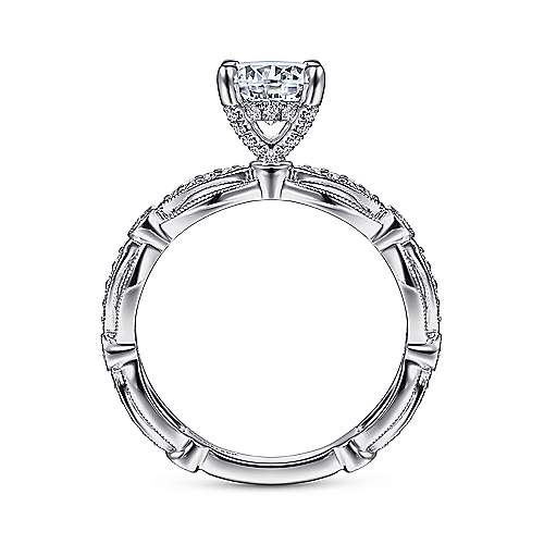 Gabriel & Co. ER15200R4W44JJ Latizzia – Vintage Inspired 14K White Gold Round Diamond Engagement Ring