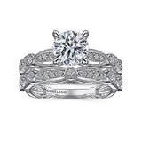 Gabriel & Co. ER15200R4W44JJ Latizzia – Vintage Inspired 14K White Gold Round Diamond Engagement Ring