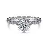 Gabriel & Co. ER15201R4W44JJ Piazza – Vintage Inspired 14K White Gold Round Diamond Engagement Ring