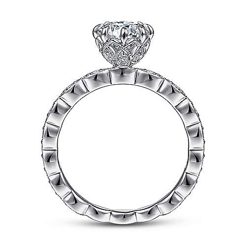 Gabriel & Co. ER15201R4W44JJ Piazza – Vintage Inspired 14K White Gold Round Diamond Engagement Ring