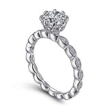 Gabriel & Co. ER15201R4W44JJ Piazza – Vintage Inspired 14K White Gold Round Diamond Engagement Ring