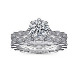 Gabriel & Co. ER15201R4W44JJ Piazza – Vintage Inspired 14K White Gold Round Diamond Engagement Ring