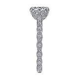 Gabriel & Co. ER15201R4W44JJ Piazza – Vintage Inspired 14K White Gold Round Diamond Engagement Ring