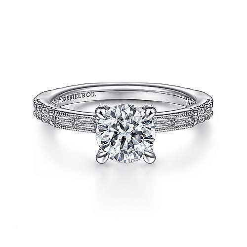 Gabriel & Co. Luca ER15204R4W44JJ – Art Deco 14K White Gold Round Diamond Channel Set Engagement Ring