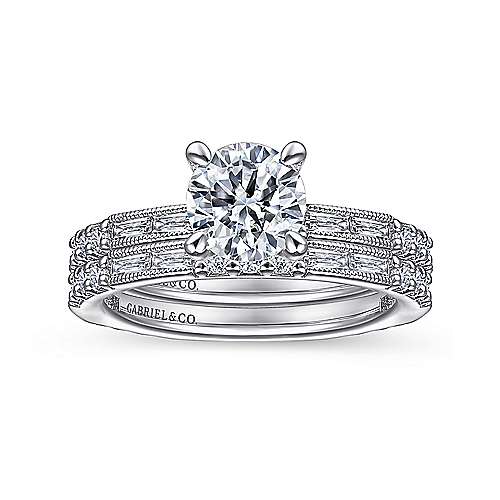 Gabriel & Co. Luca ER15204R4W44JJ – Art Deco 14K White Gold Round Diamond Channel Set Engagement Ring