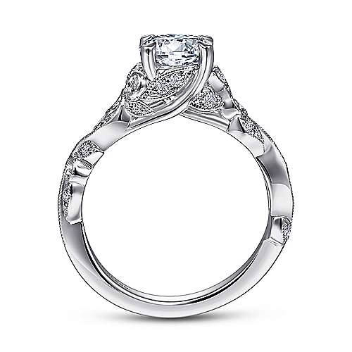 Gabriel & Co. ER15207R4W44JJ Martedi – 14K White Gold Floral Round Diamond Engagement Ring