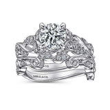 Gabriel & Co. ER15207R4W44JJ Martedi – 14K White Gold Floral Round Diamond Engagement Ring