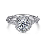 Gabriel & Co. ER15209R4W44JJ Luciella – 14K White Gold Round Halo Diamond Engagement Ring