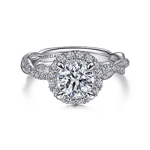 Gabriel & Co. ER15209R4W44JJ Luciella – 14K White Gold Round Halo Diamond Engagement Ring