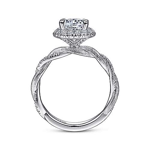Gabriel & Co. ER15209R4W44JJ Luciella – 14K White Gold Round Halo Diamond Engagement Ring