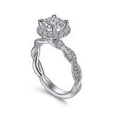 Gabriel & Co. ER15209R4W44JJ Luciella – 14K White Gold Round Halo Diamond Engagement Ring
