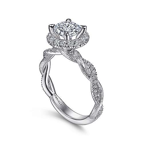 Gabriel & Co. ER15209R4W44JJ Luciella – 14K White Gold Round Halo Diamond Engagement Ring