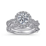 Gabriel & Co. ER15209R4W44JJ Luciella – 14K White Gold Round Halo Diamond Engagement Ring