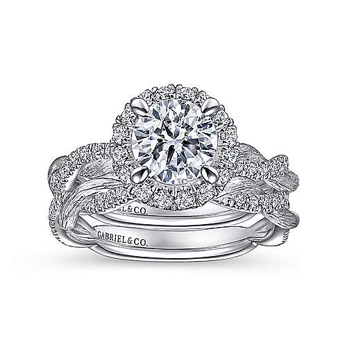 Gabriel & Co. ER15209R4W44JJ Luciella – 14K White Gold Round Halo Diamond Engagement Ring