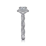 Gabriel & Co. ER15209R4W44JJ Luciella – 14K White Gold Round Halo Diamond Engagement Ring
