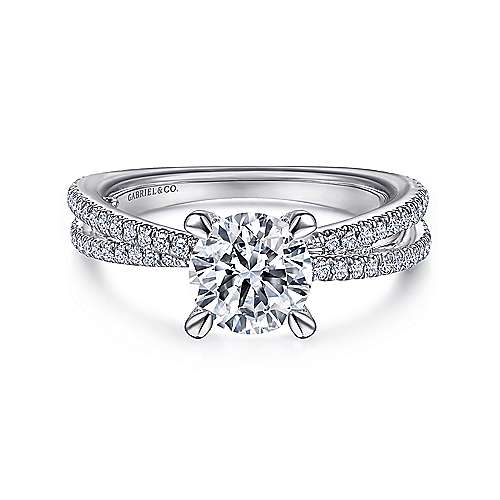 Gabriel & Co. ER15214R4W44JJ Eisley – 14K White Gold Split Shank Round Diamond Engagement Ring