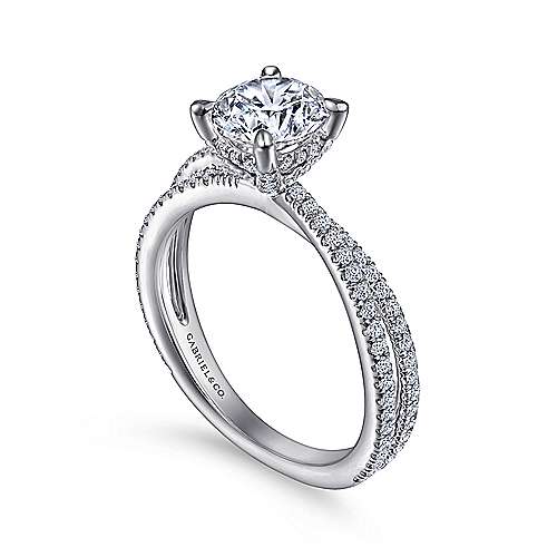 Gabriel & Co. ER15214R4W44JJ Eisley – 14K White Gold Split Shank Round Diamond Engagement Ring